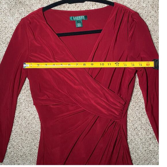 Lauren Ralph Lauren Red Quarter Sleeve - Midi Dress - Picture 7 of 13